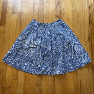 Boden Skirt 2 Blue Floral Garden Field Cottagecore A-Line Elastic Waist Pockets
